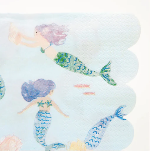 16 serviettes sirènes bleu clair – Image 2