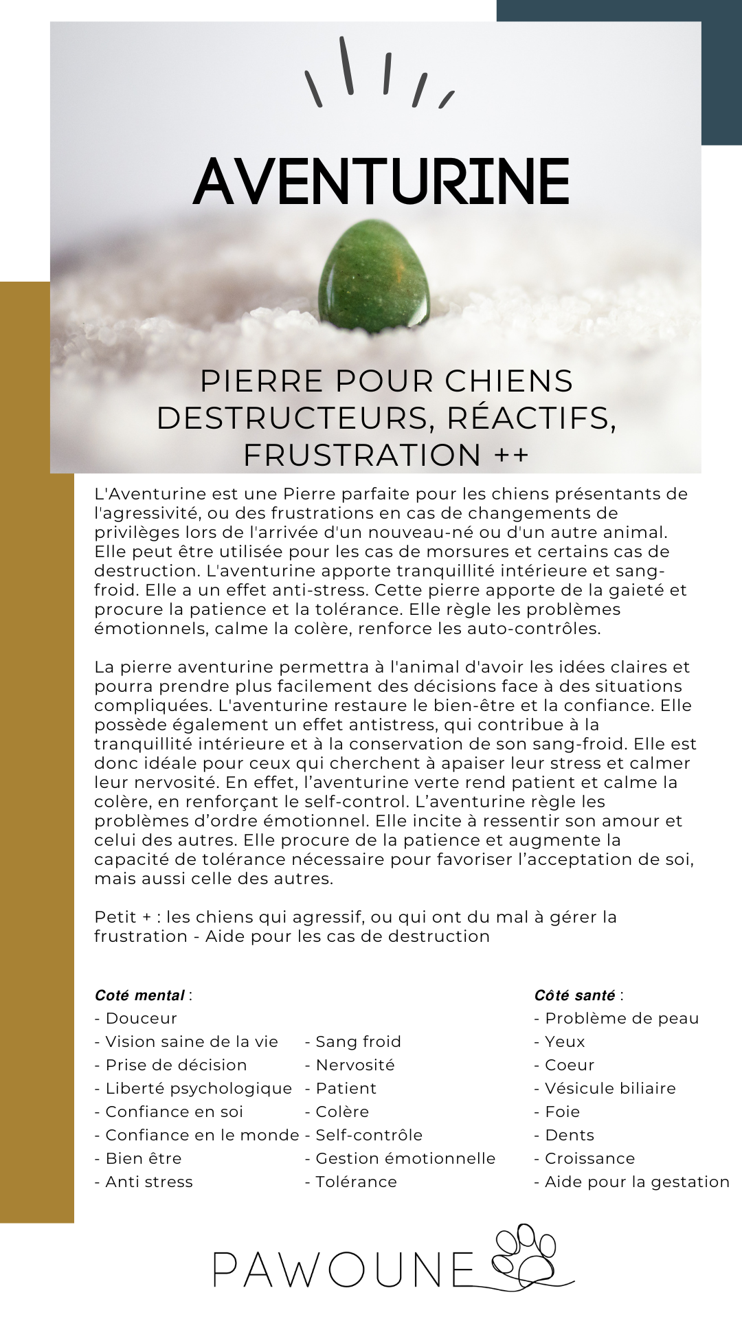 Aventurine – Pierre pour chiens destructeurs, réactifs, frustration – Image 4