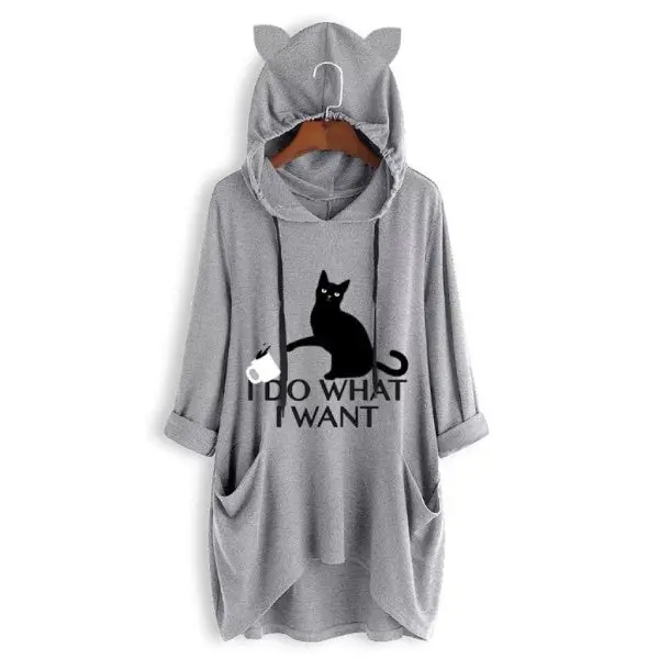 Hoodie Chat Femme - I do what I want – Image 6