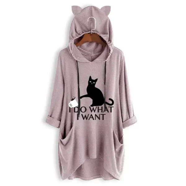 Hoodie Chat Femme - I do what I want