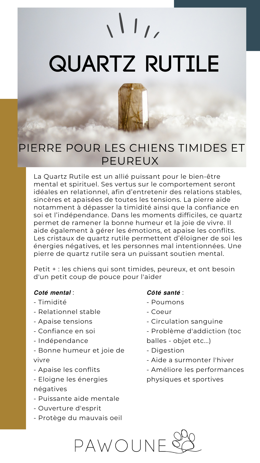 Quartz Rutile – Pierre pour les chiens timides et peureux – Image 4